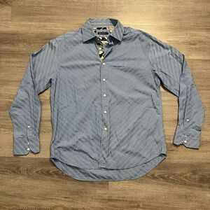 Robert Graham Blue White Striped Flip Cuff Long Sleeve Shirt Mens XL